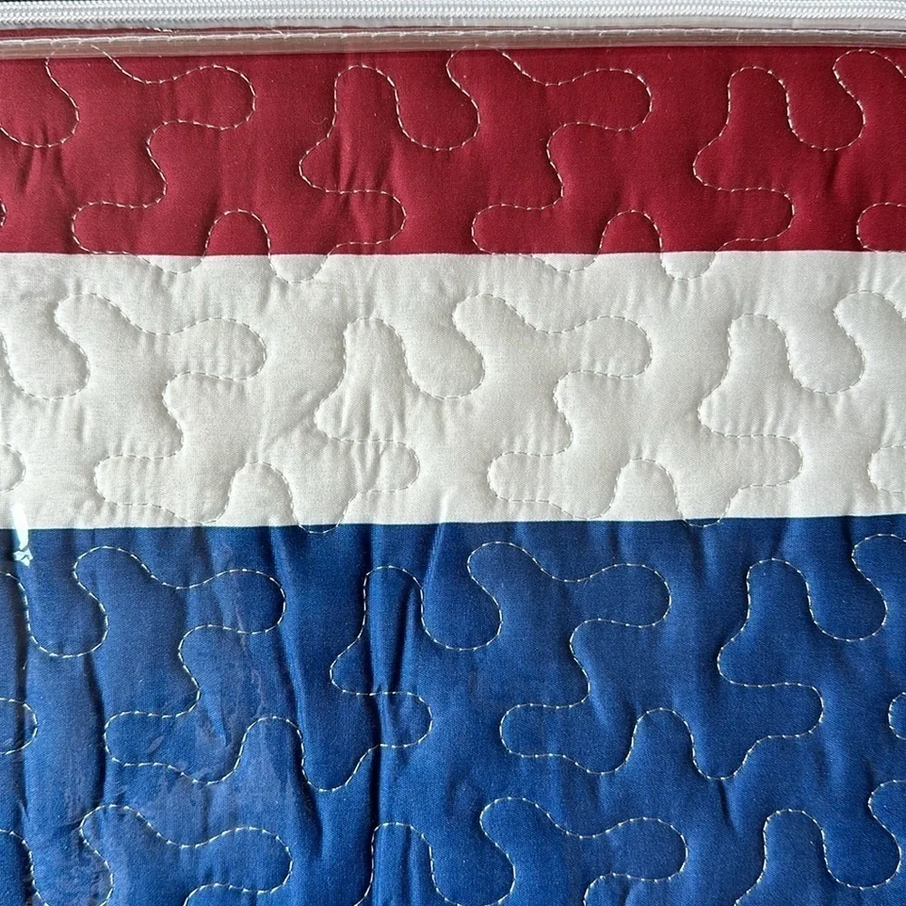 Hotel at home King 3pc Quilt set Red White and Blue Stripes